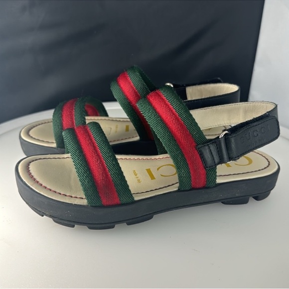 Authentic Gucci luxury designer signature web canvas & leather sandals sz 1 - Picture 8 of 16